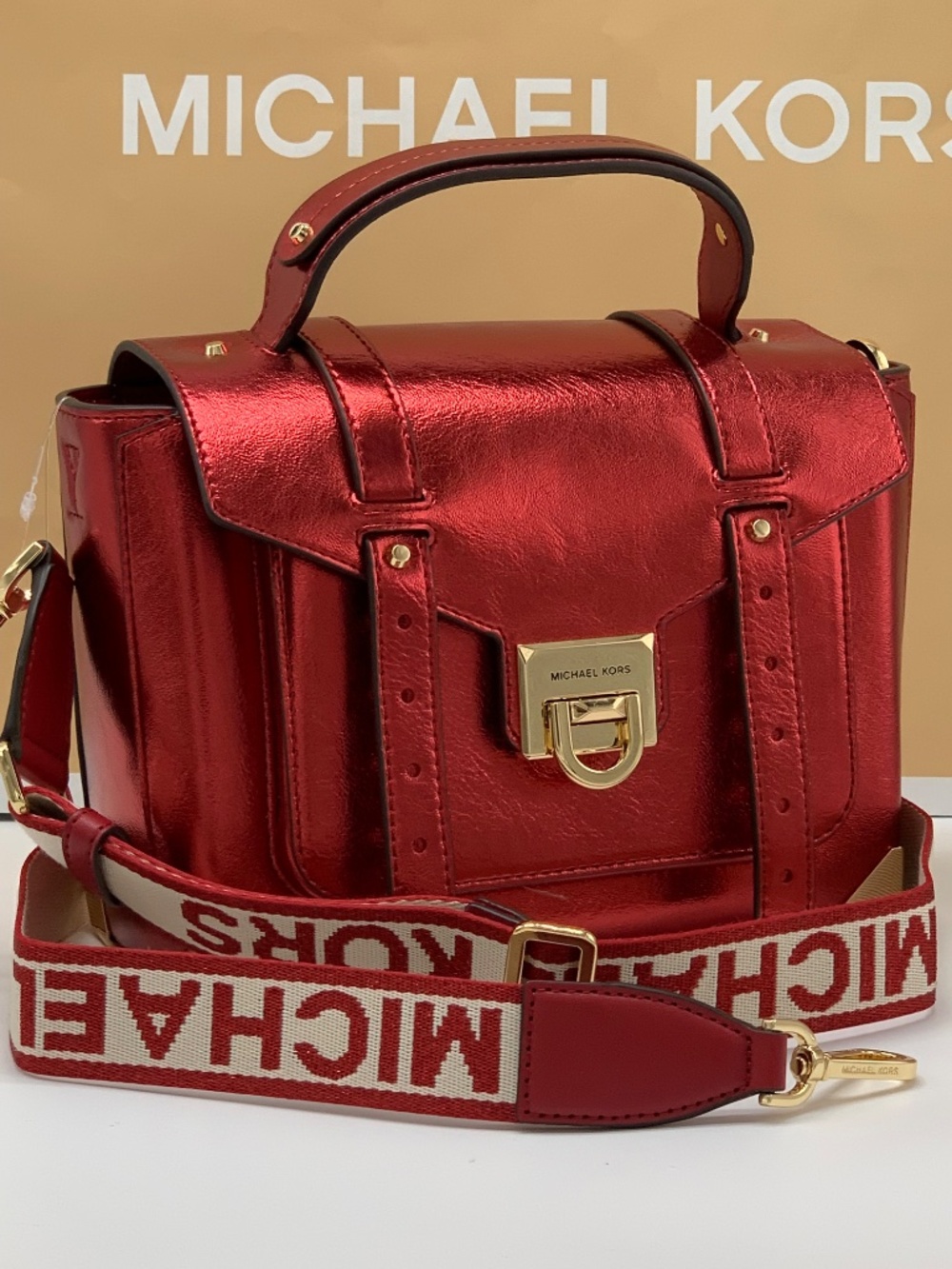 MICHAEL KORS Manhattan Medium Patent Faux Leather Satchel - Picture 2 of 15